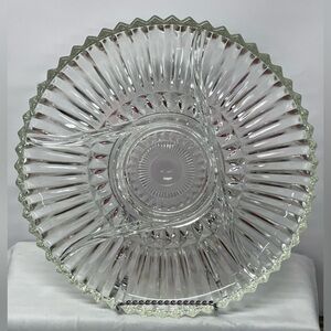 Vintage Clear Ribbed Glass 5 Section Divided Relish Tray Indiana Pressed Glass